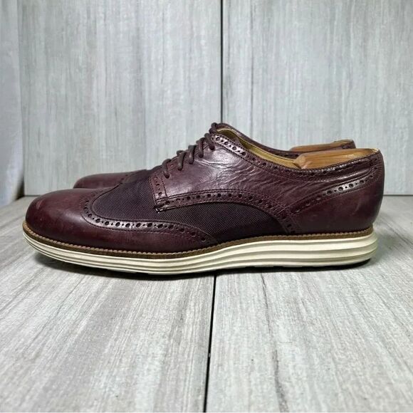 Cole Haan Grand OS Original Burgundy Leather Wingtip Dress Shoes Mens Size 11.5 - Picture 4 of 10